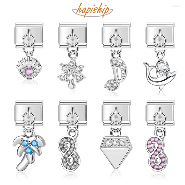 Breloques Hapiship pour femmes, pendentifs de Bracelet à la mode, Notes d'arbre à œil, dauphins infinis, breloque italienne, 9mm, DJ109