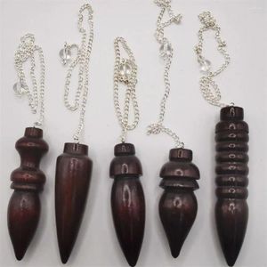 Breloques de guérison, pendule en bois naturel, pendentif Reiki de radiesthésie avec chaîne, amulette, motif de cône rond