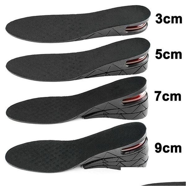 Encantos Plantillas de aumento de altura Zapatos de aire Cojín Elevadores Inserciones Hombres Mujeres 3 9 cm Plantilla variable Almohadilla de pie de corte ajustable 220610 Drop Del Dhlg9