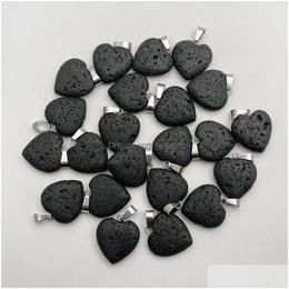 Charms Haute Qualité Coeur Étoile Croix Pierre De Lave Pendentif Hexagone Goutte D'eau Collier De Roche Volcanique Pour Faire Des Bijoux Charme Livraison Dhtcd