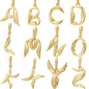 Breloques initiales pour la fabrication de bijoux, fournitures, A-Z, 26 lettres de nom, pendantes, couleur or, Bracelet à bricoler soi-même, collier