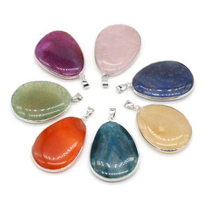 Charmes Irregar Goutte D'eau Guérison Reiki Pierre Semi-Précieuse Dragon Stripe Agate Cristal Pendentif Diy Collier Femmes Bijoux De Mode Fi Dhtpb