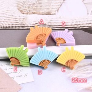 Abalorios de abanico japonés, cabujón de resina con parte posterior plana, 20 piezas, abanicos Pastel, manualidades de álbum de recortes Kawaii, accesorios para el cabello DIY, decoración