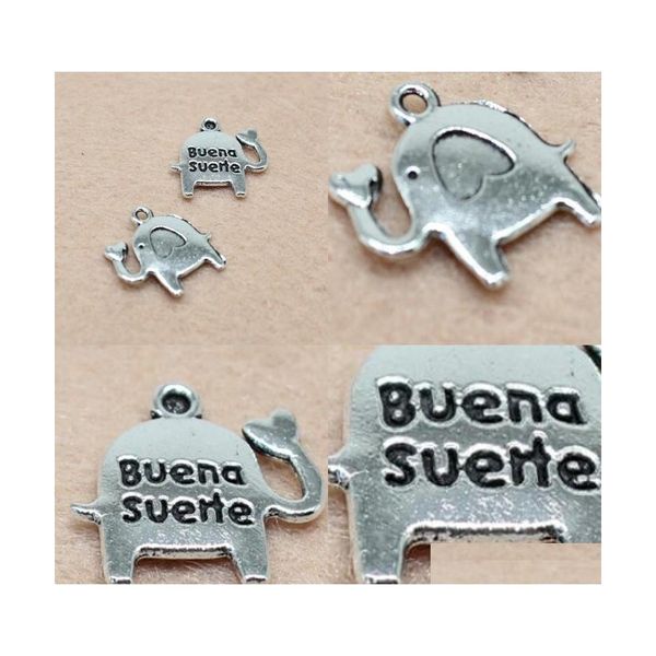 Charms Bijoux Rétro Alliage Pendentif Slide Charme Double Face Anglais Accessoire Bébé Éléphant Bracelet Accessoires Pendentifs 0 07My Y2 D Dhibw