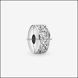 Charms Bijoux Résultats Composants 100% 925 Sterling Sier Clear Pave Clip Fit Original Européen Charme Bracelet Mode Femmes Mariage Engag