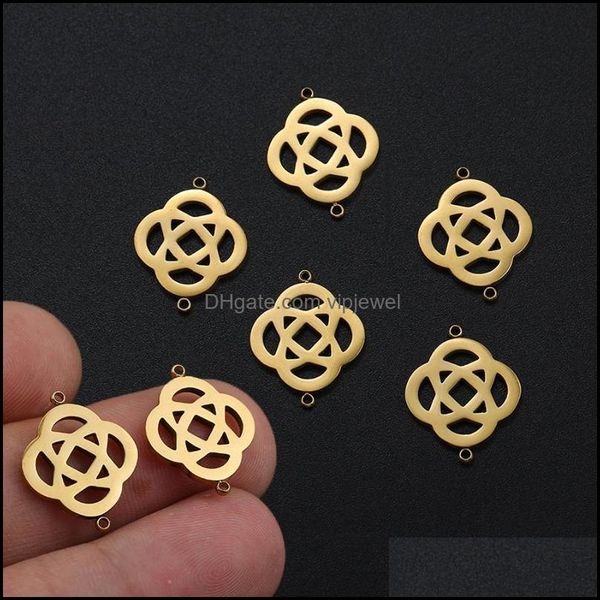 Encantos Hallazgos de joyería Componentes 5 piezas de acero inoxidable Bruja Celtics Nudo Colgantes de brujería chapados en oro para Diy Pulsera Collar Makin