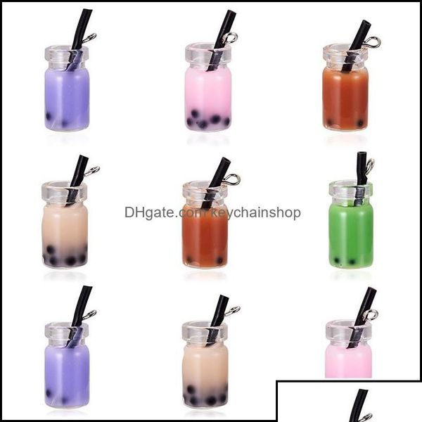 Charms Bijoux Résultats Composants Creative Résine Perle Lait Thé Bulle Fruits Jus Tasse Bouteille Pendentif Pour Jewelr Dhszz Drop Livraison Dhzp4