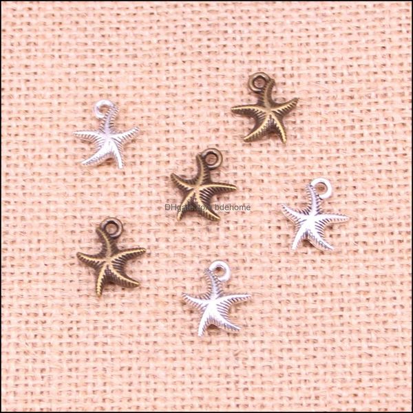 Encantos Hallazgos de joyería Componentes Doble cara Encantadora estrella de mar Estrella Colgantes antiguos Joyería tibetana vintage Diy para pulsera Neckla