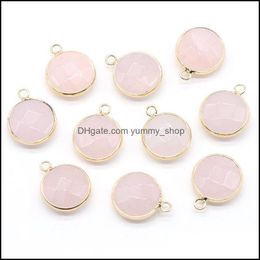 Breloques bijoux résultats composants facettes Gemse plaqué or pierre naturelle Chakra Reiki guérison cristal rose Pendan Dhg2Y