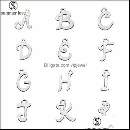 Charms Bijoux Résultats Composants Mode Initiale Sier 26 Alphabet Anglais Lettre Charme Pendentifs Pour Femmes Homme Bricolage Dhshg