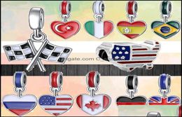 Charms Sieraden Componenten Fit 925 Armband Kraal Originele Doos Mode Colorf Vlag Van Italië Spanje Ca Dhgv46728166