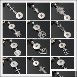 Charms Sieraden Bevindingen Componenten JG! Mode DIY Ketting 18 MM Snaps Metalen Cross Anchor Mom Heart Fatima Palm Button Hanger Noosa Drop