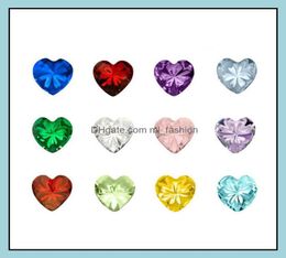 Charms Bijoux Résultats Composants mélange 12 couleurs HeartroundStar Birthstone Crystal Birthday Stone Floating Verket For Living M7736006