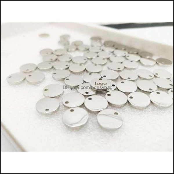 Charmes Bijoux Résultats Composants Mylonging Charme Gravure 50Pcs 10Mm Disque Poli Miroir Étiquettes Personnalisées Gravable Chaining Tag Médaille Dr