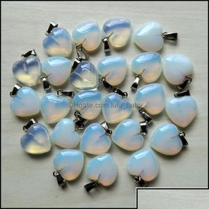 Charms Bijoux Résultats Composants Naturel Stone 15 mm Heart Rose Quartz Lapis Lazi Turquoise Opale Pendant Diy pour les boucles d'oreilles Collier Dr Dhgvy