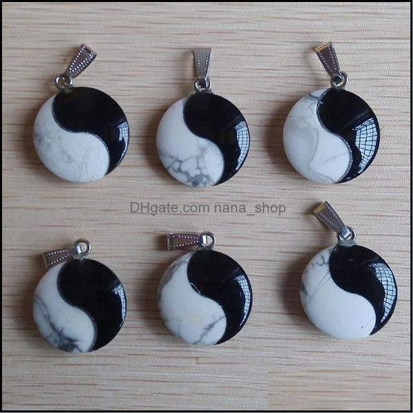 Charms Bijoux Résultats Composants Pierre Naturelle Blanc Turquoise Tai Chi Yin Yang Pendentifs Pour Collier Boucles D'oreilles Faire Drop Delivery 2021