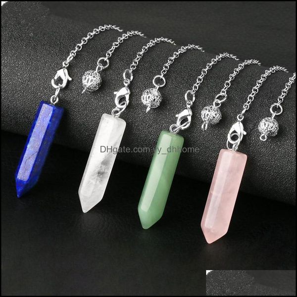 Charms Bijoux Résultats Composants Natural Stone Hexagonal Colnmn Pendum pour Dowsing Wicca Point Crystal Pillar S Dhypn