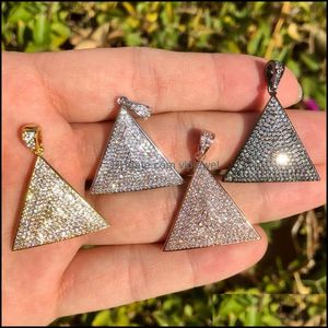 Charms Bijoux Résultats Composants Pcs Cubic Zirconia Pave Triangles Plaqué Or Pendentif Pour Faire Bracelet Collier Artisanat Accesso