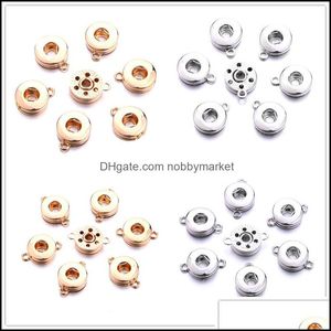 Charms Jewelry Hallazgos Componentes Sier Gold Color 12mm Snap Button Connector Colgante Fabricación de DIY Pendientes Pendientes Pulsera Proveedor