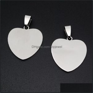 Breloques en acier inoxydable plaqué argent, composants de résultats de bijoux, pendentif en forme de cœur, étiquettes de chien vierges, à la mode pour Dhynk