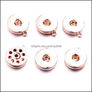 Charms Bijoux Résultats Composants Sier Alliage D'or Rose 18Mm Gingembre Snap Bouton Base Pendentifs Pour Snaps Bracelet Boucles D'oreilles Collier DIY Acc