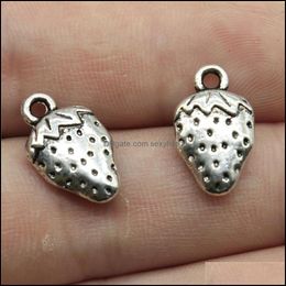 Breloques Bijoux Résultats Composants Deux Faces Stberry 17X10Mm Antique PendentifsVintage Tibétain Sier BijouxDiy Pour Bracelet Collier Goutte