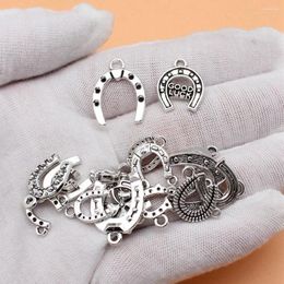 Charms sieraden voor vrouw antieke zilveren kleur gelukkige hoefijzers collectie cadeau accessoires vrouwen 18 stcs