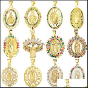 Charms Juya Plaqué or véritable 18 carats fait à la main Dieu religieux Sainte Vierge Marie pour le bricolage Christian Chapelet Talisman Fabrication de bijoux Drop Deli Otrv7