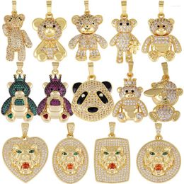 Charms Juya DIY 18K chapado en oro real Cz cobre leopardo Panda oso tigre para Navidad hecha a mano fabricación de joyería de colgantes para mujer