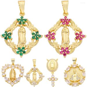 Breloques Juya Talisman fait à la main, fournitures de bijoux religieux, plaqué or véritable 18 carats, croix chrétienne, Sainte Vierge Marie