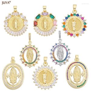 Charms Juya Luxury Zircon Crystal Blessed Vierge Mary Amulet pour les colliers de créateurs de bricolage Bijoux de fabrication accessoires