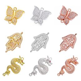 Charms Juya Micro Pave Zirkon sieraden bevindingen vlinder Dragon Hamsa Fatima voor doe -het -zelf Talisman maken accessoires maken