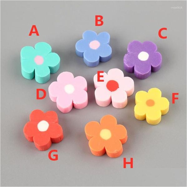 Encantos Kawaii Sprinf Flor Flat Back Resin Cabochons Planar Polímero Arcilla Floral Botón Etiqueta Adornos Decoración 10pcs Drop Delive Dhvwc