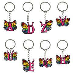Charms Letter Butterfly Keychain Mini Cute Keyring voor klaslokaalprijzen jongens Keychains Key Chain Kid Boy Girl Party Gunsten Gift Suitab OTH6D