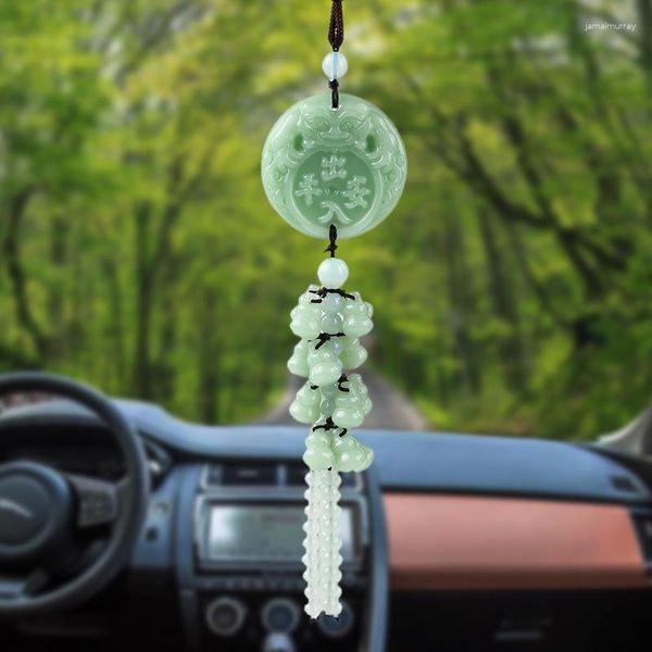 Encantos Verde claro Jade Calabaza Colgante Coche de navegación suave Dentro y fuera de Ping An Buda Guanyin Florero 5 Estilo