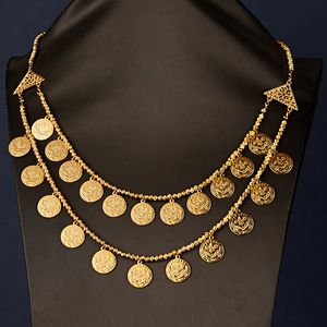 Charmes long collier en couches pièce de cuivre plaqué or turc Totem femmes éthique bijoux de mariage pour cadeau de mariée 230727