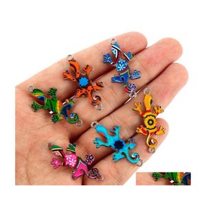 Charms veel 10/20 stcs gemengde kleur gekko connectoren hanger diy ketting kralen sieraden maken kerst beadcharms drop levering findi otkv3