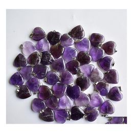 Charms Love Heart Stone Beads Pendenti 20Mm Ametiste naturali all'ingrosso per gioielli fai da te che fanno regali per le donne Drop Delivery Risultati Comp Dhowh