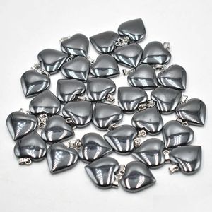 Charms Love Heart Stone Pendentidants 20 mm Hématite naturelle en gros pour les bijoux de bricolage faisant des résultats de la livraison de cadeaux pour femmes com dhgarden dhszp