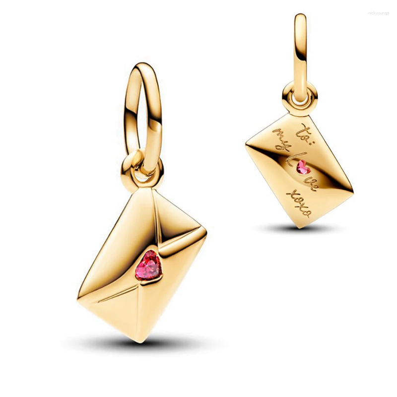 Takılar Aşk Mektubu Zarf Dangle Charm Fit Orijinal Bilezik DIY Kadın Mücevher Hediyeleri Sevgililer Günü için 2024