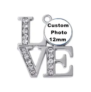 Charms Love Love Ringestone Pendant Photo personnalisée 12 mm Glass Cabochon Garmes Charmes pour le bricolage de football Sports Charmes Accessoires de bijoux 10pcs
