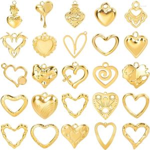 Charms Love Love en acier inoxydable Charme pour la boucle d'oreille Faisant des fournitures 6pcs Coeur Jewelry Pendants Accessoires de mode DIY Couple cadeau Belteltjes