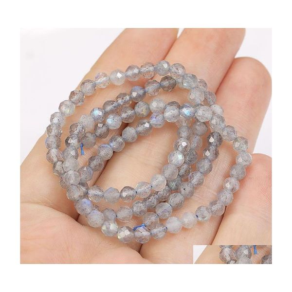 Charmes M 4Mm Qualité Facettes Labradorite Perles Charme Pour Bracelet Perlé En Gros Pierre Naturelle Diy Bijoux Accessoires Drop Delive Dhqcq