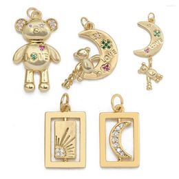 Dijes Meibeads circón chapado en oro Luna Koala encanto Diy accesorios moda collar hallazgos amor sol colgante de una pieza