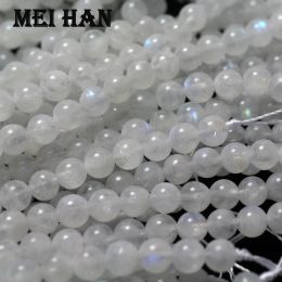Charmes Meihan (1 brins / set) authentique AAA 6 mm + 0,4 Rainbow Moonstone lisse perles rondes pierre pour le bricolage de la fabrication de bijoux en gros