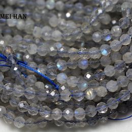 Charmes Meihan naturel 4mm (3 brins/ensemble) Labradorite à facettes brillantes rondes perles en vrac faites à la main pour la fabrication de bijoux conception bracelet à bricoler soi-même