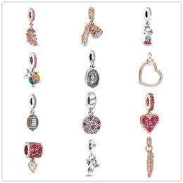 Charms Memnon Jewelry 925 Sterling Silver Freehand Heart Dangle Charm Sparkling Pine Cone Charms Plumes Perles Rêves du futur Crayo