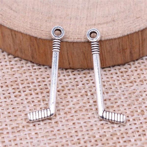 Charms accesorios para hombres joyas de palo de hockey haciendo 25x7 mm 40pcs