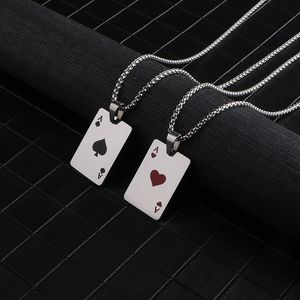 Charms Hombres Declaración Poker Lucky Ace of Spades Collar colgante Rojo Negro Plata Color Acero inoxidable Cadena larga Collares Joyería 230915