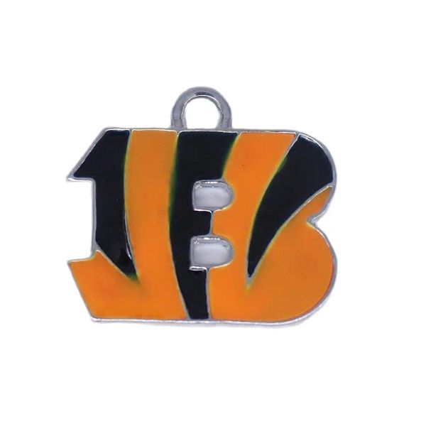 Charmes en métal orange noir couleur émail b symbole charme hockey sport pendentif pour les colliers bracelet